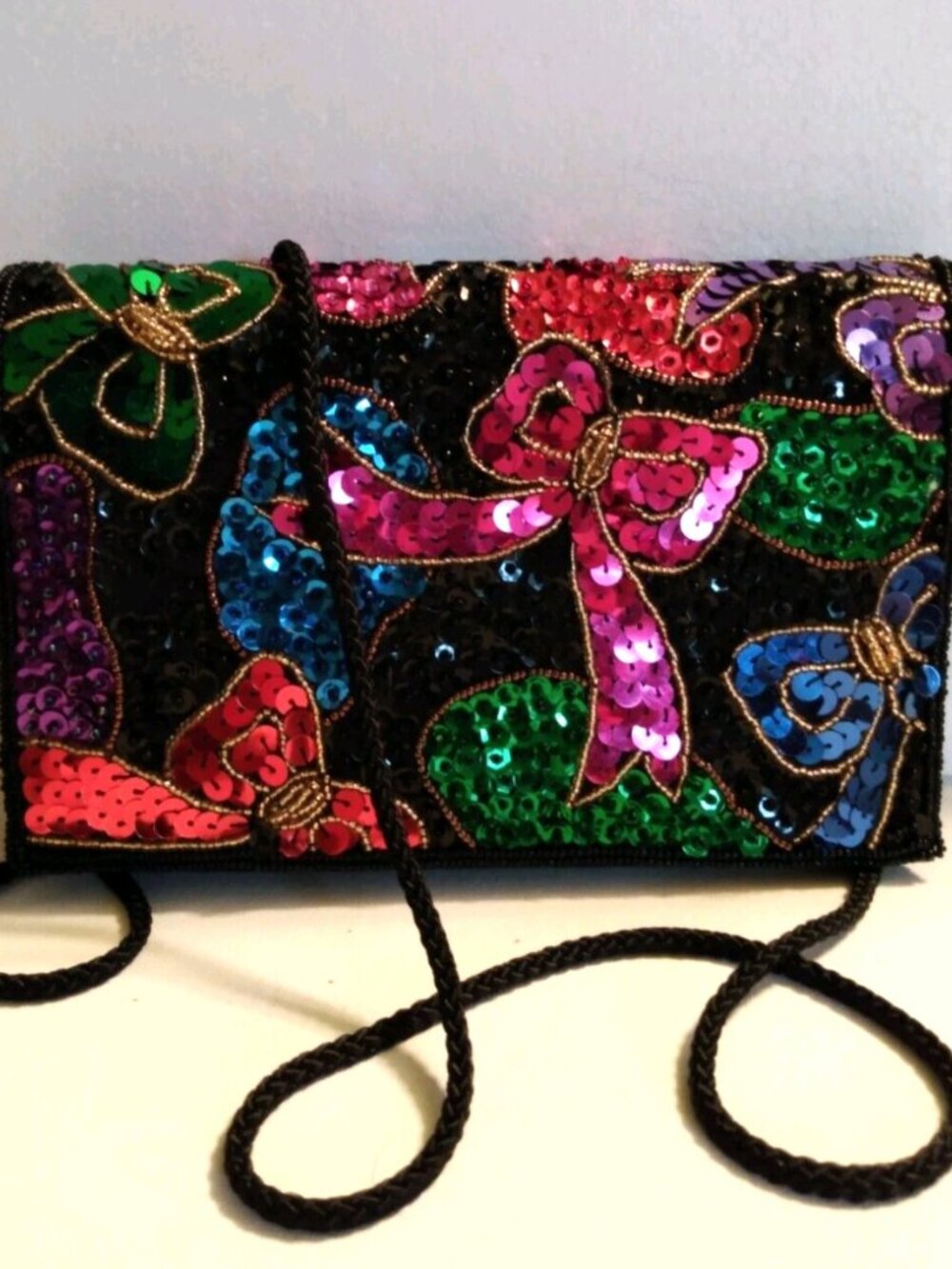 Vintage Carla Marchi Sequin & Bead Clutch purse crossbody. SHIPS FREE